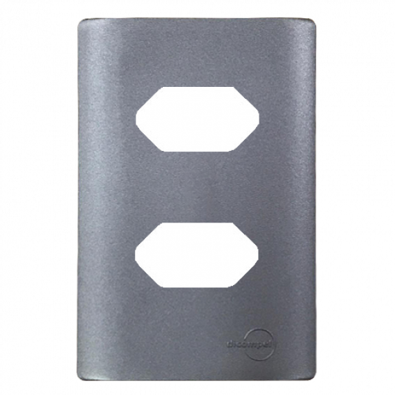 Placa P/ 2 Tomadas Horizontais 4x2 com Suporte - Novara Preto Grafite